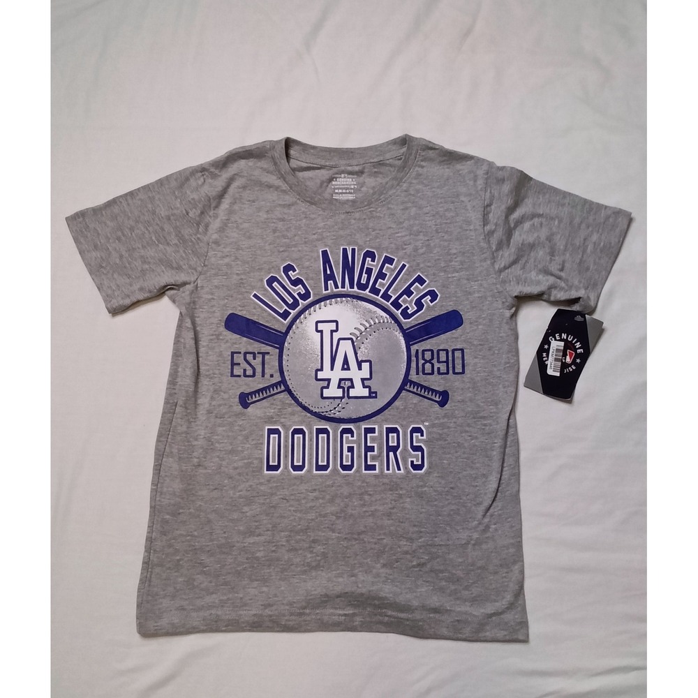 MLB GENUINE MERCHANDISE T-Shirt Kids 8/10 Grey Dodgers Baseball Graphic Tee